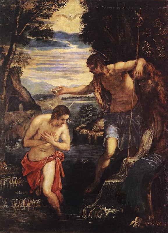 TINTORETTO, Jacopo Baptism of Christ  sd oil painting image